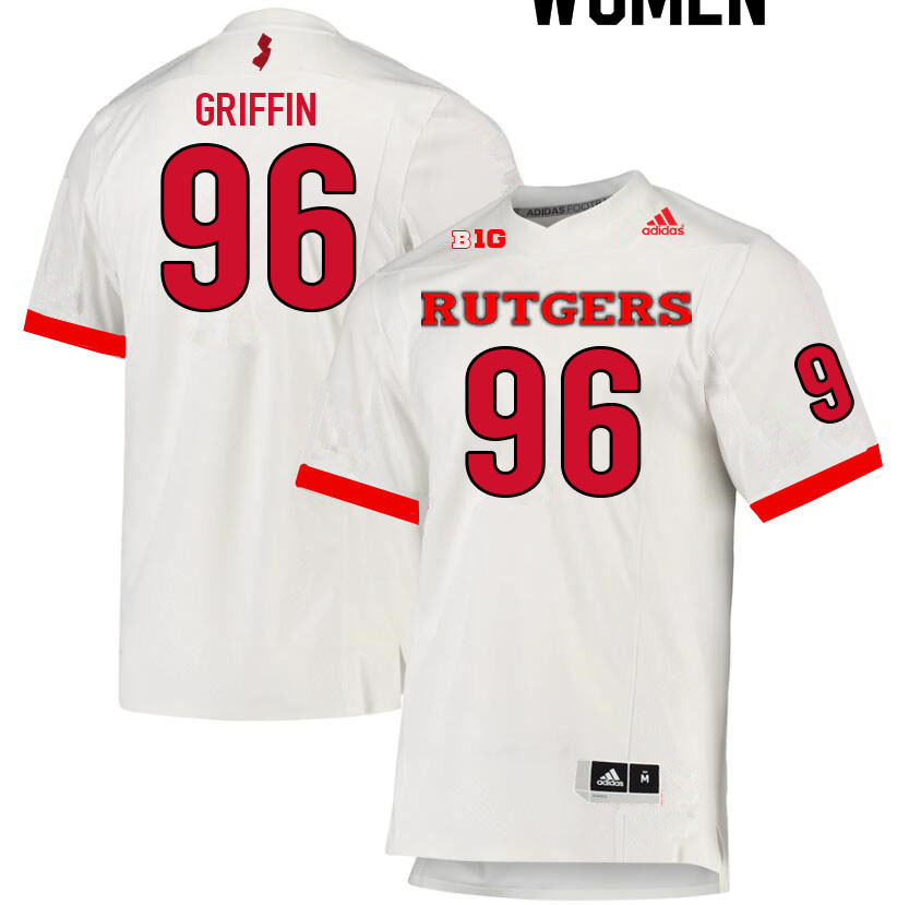 Women #96 Keshon Griffin Rutgers Scarlet Knights College Football Jerseys Sale-White